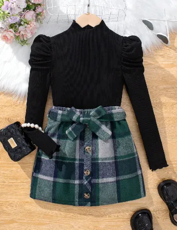 Compleu Shein Kids, verde/negru Negru