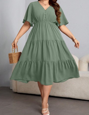 Rochie medie SHEIN CURVE, verde deschis