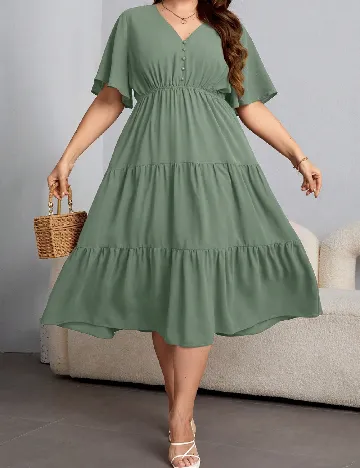 Rochie medie SHEIN CURVE, verde deschis Verde