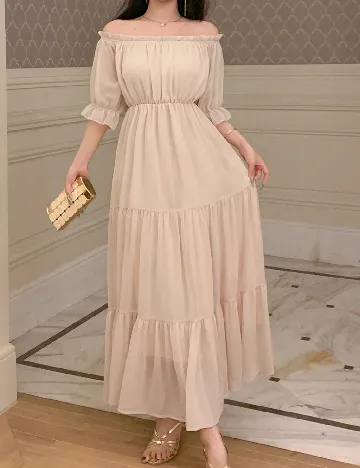 Rochie lunga Dazy, crem Crem