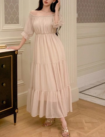 Rochie lunga Dazy, crem