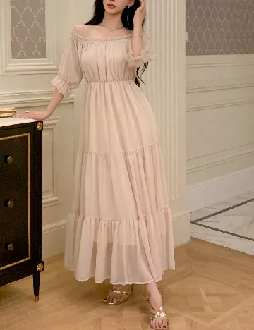 Rochie lunga Dazy, crem Crem