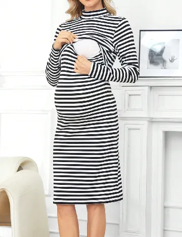 Rochie medie SHEIN Maternity, alb/negru Negru