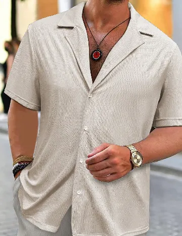 Camasa SHEIN Plus Size Men, ecru Crem