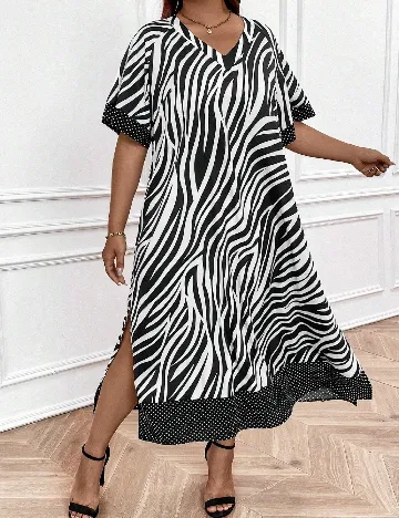 Rochie medie SHEIN CURVE, alb/negru Negru