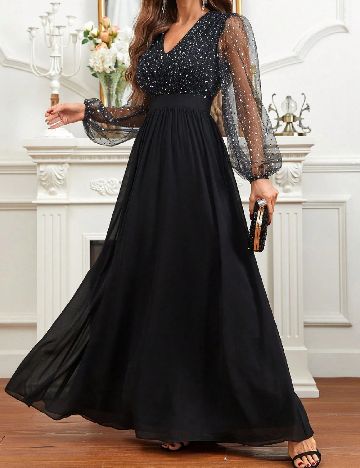 Rochie lunga SHEIN, negru/argintiu