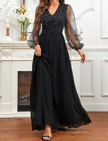 Rochie lunga SHEIN, negru/argintiu Negru
