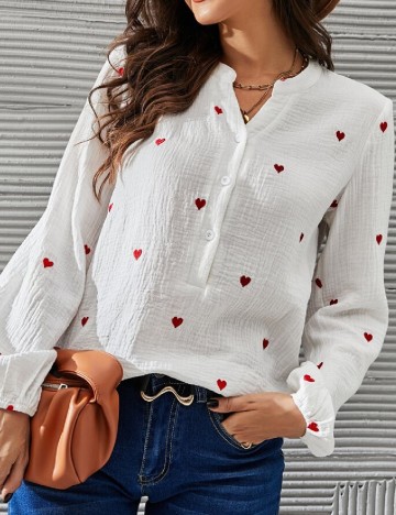 Bluza SHEIN, alb/rosu