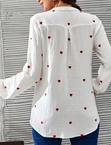 Bluza SHEIN, alb/rosu