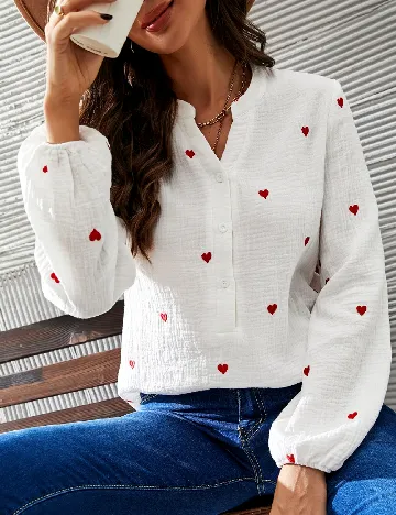 Bluza SHEIN, alb/rosu Alb