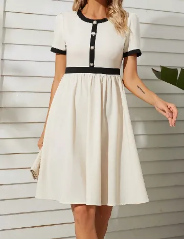 Rochie scurta Homeyee, ecru/negru Alb
