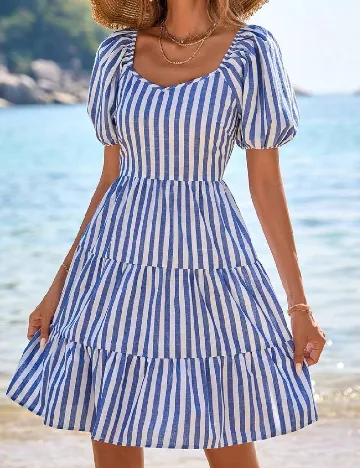 Rochie scurta SHEIN, albastru/alb Albastru
