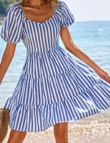Rochie scurta SHEIN, albastru/alb Albastru