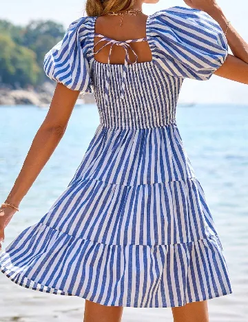 Rochie scurta SHEIN, albastru/alb Albastru