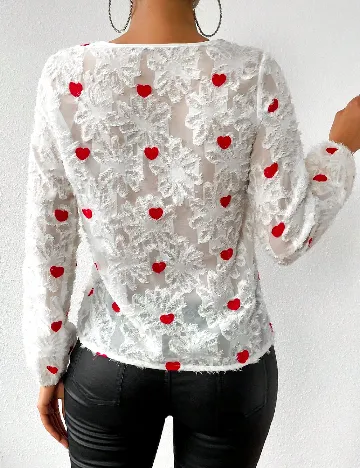 Bluza SHEIN, alb/rosu Alb