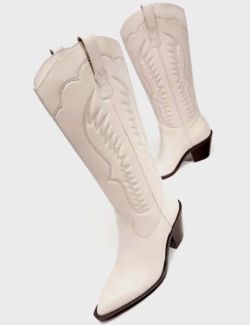 Cizme Stradivarius, crem