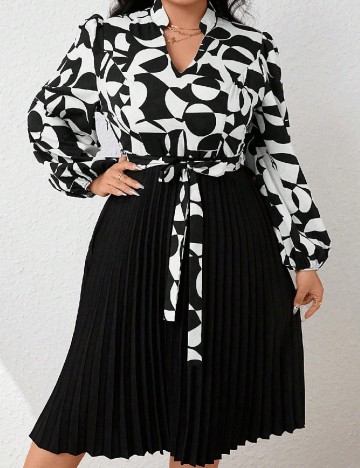 Rochie scurta SHEIN CURVE, negru/alb