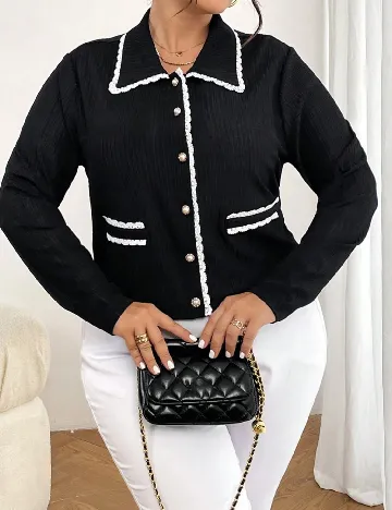 Bluza SHEIN CURVE, negru/alb Negru