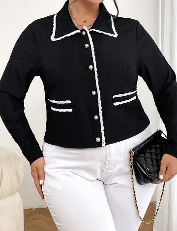 Bluza SHEIN CURVE, negru/alb