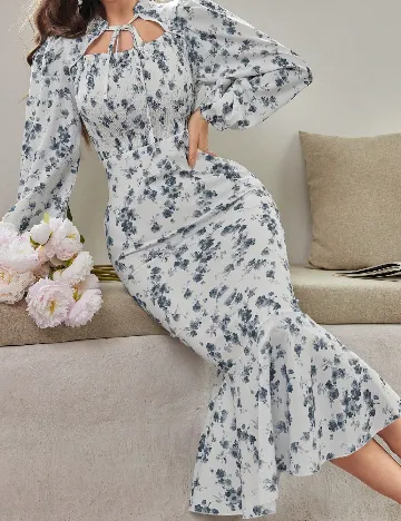Rochie medie SHEIN, alb/albastru Alb
