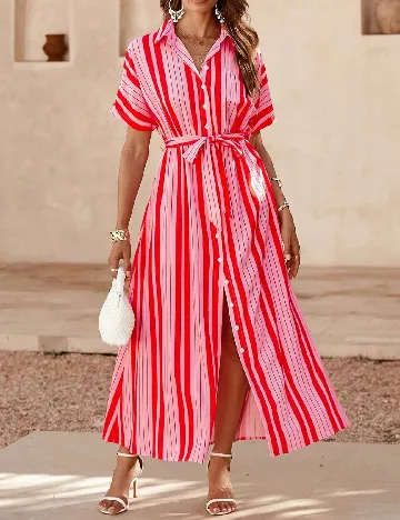 Rochie lunga SHEIN, roz/rosu Roz