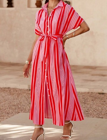Rochie lunga SHEIN, roz/rosu