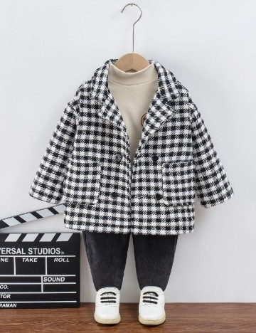 Palton Shein Kids, negru/alb