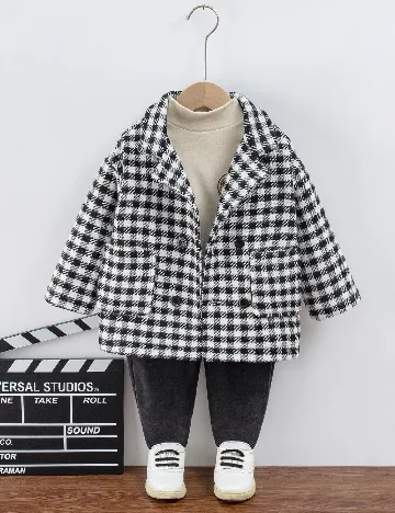 Palton Shein Kids, negru/alb Negru