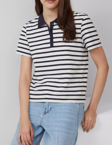 Tricou s.Oliver, alb/bleumarin