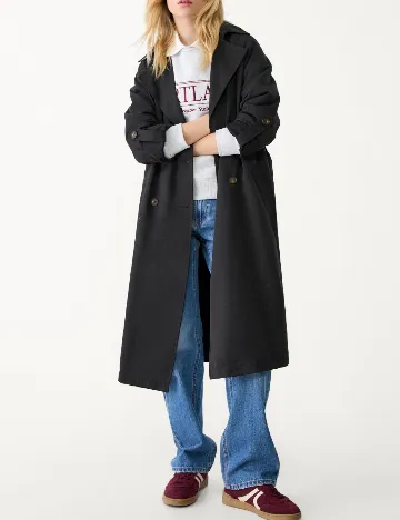 Trench Stradivarius, negru Negru