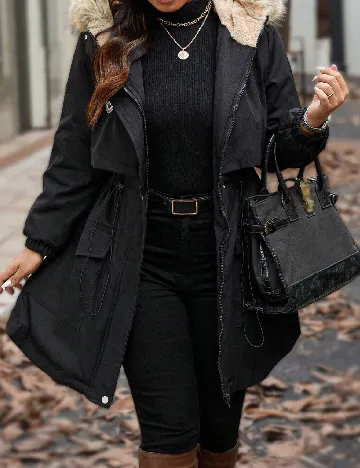Geaca SHEIN CURVE, negru Negru