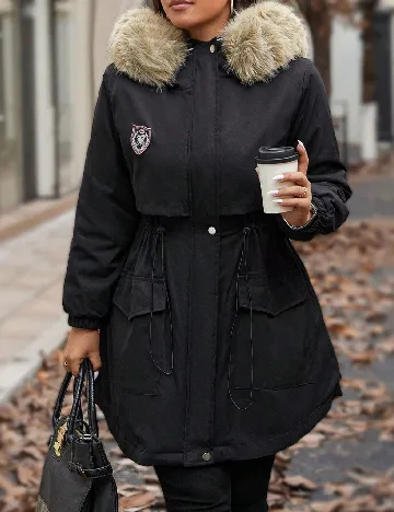 Geaca SHEIN CURVE, negru Negru