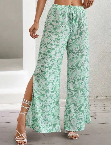 Pantaloni SHEIN, verde/alb Verde