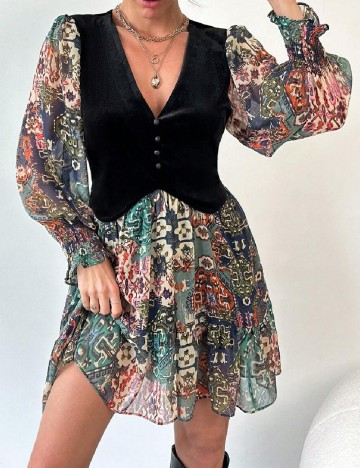 Rochie scurta Samdan, mix culori