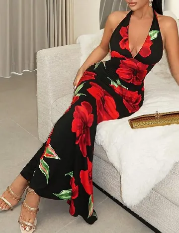 Rochie lunga SHEIN, negru/rosu Negru