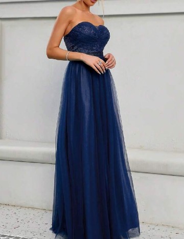 Rochie lunga Mgiacy, albastru inchis