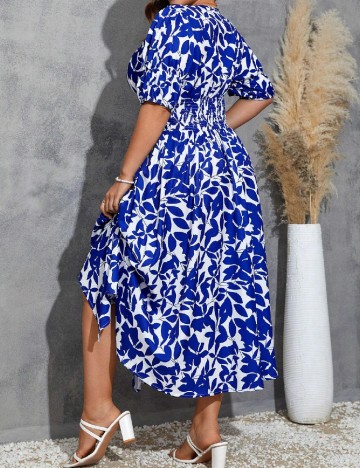 Rochie medie SHEIN CURVE, alb/albastru