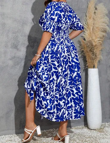Rochie medie SHEIN CURVE, alb/albastru Albastru