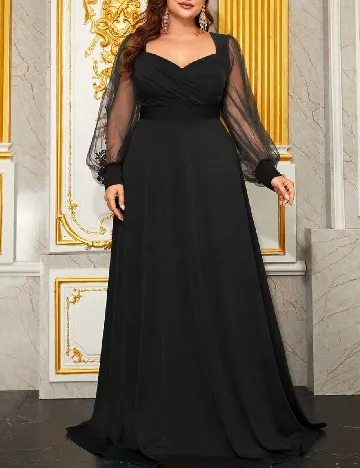 Rochie lunga Giffniseti Plus Size, negru Negru
