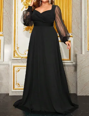 Rochie lunga Giffniseti Plus Size, negru Negru