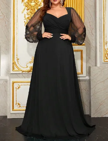 Rochie lunga Giffniseti Plus Size, negru Negru
