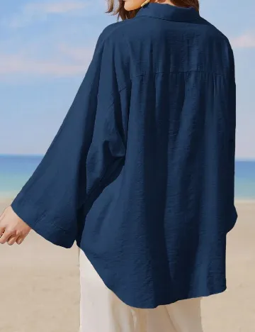 Camasa Oversize SHEIN, albastru Albastru