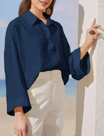 Camasa Oversize SHEIN, albastru Albastru