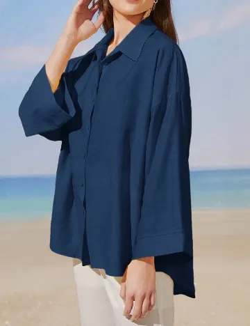 Camasa Oversize SHEIN, albastru Albastru