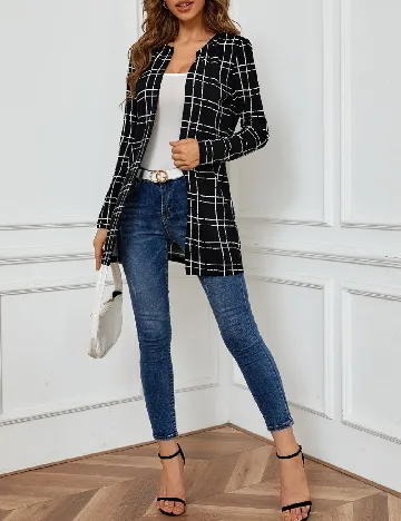 Blazer SHEIN, alb/negru Negru