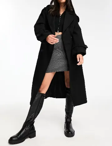 Palton Bershka, negru Negru