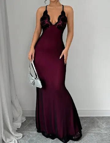 Rochie lunga SHEIN, roz/negru Negru