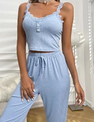 Pijama SHEIN, bleu Albastru