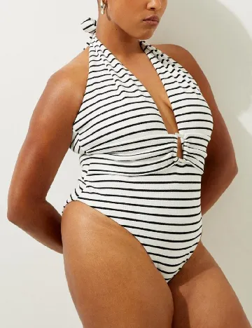Costum de baie Karen Millen Plus Size, alb/negru Alb