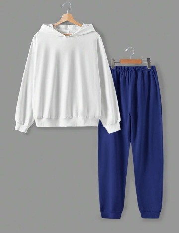 Compleu Shein Kids, alb/albastru